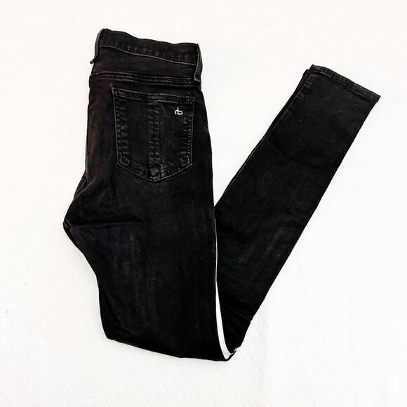 Rag & Bone Black Skinny Jeans White Side Racing Stripes Size 27 - Picture 4 of 8